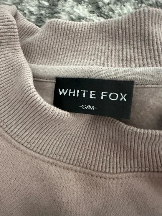 White Fox Boutique Taupe Crewneck Sweatshirt with Black Logo - Picture 3 of 4